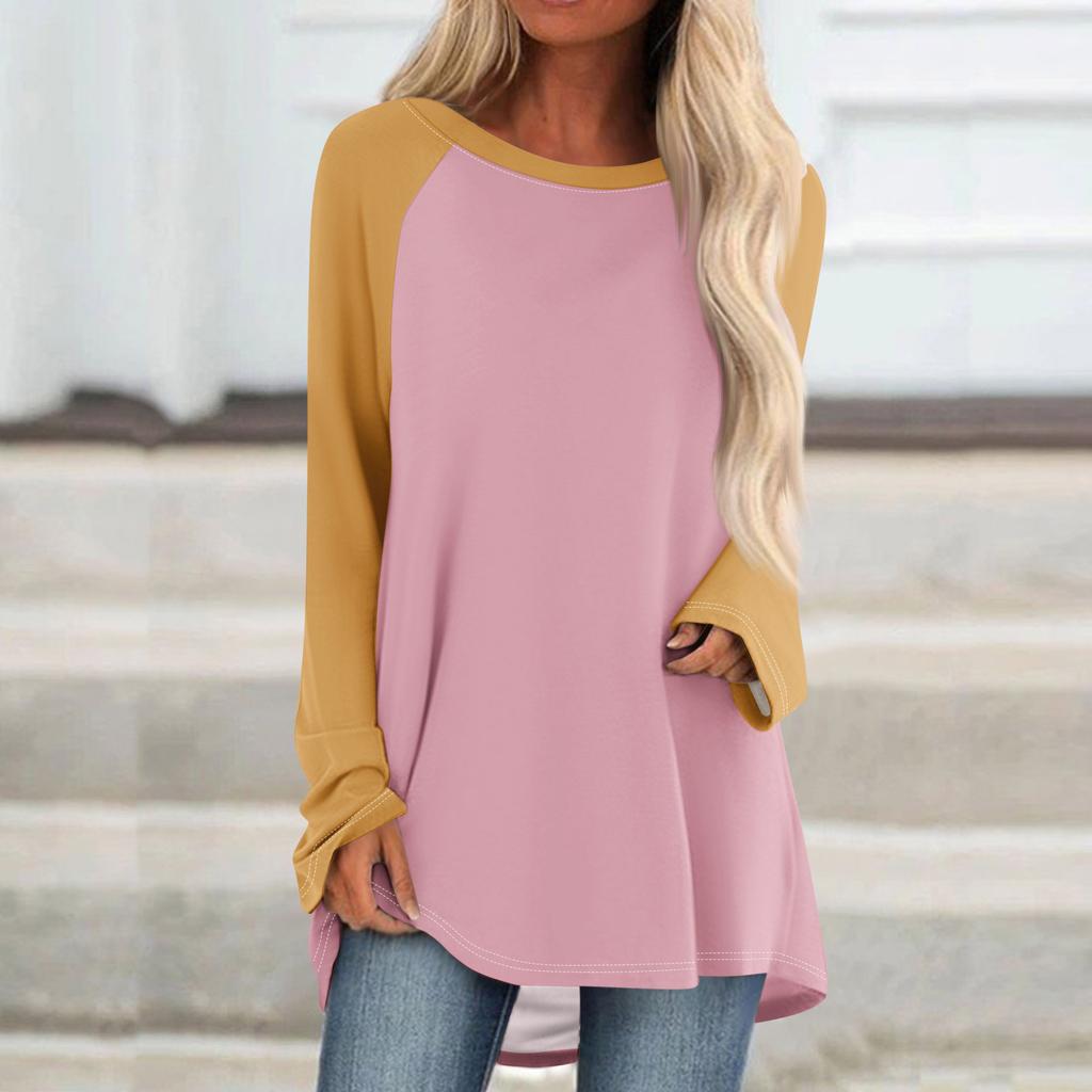 Женский модный свободный пуловер средней длины с круглым вырезом и принтом, рукава реглан, повседневный топ с длинными рукавами