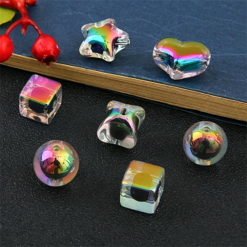 Прозрачные черные бусины с покрытием, разноцветные средние разделители для изготовления ожерелий и браслетов своими руками