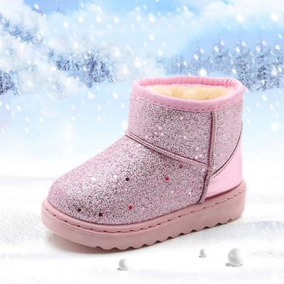 Осенне-зимние детские зимние сапоги с блестками, декоративная детская хлопковая обувь принцессы, 4 цвета