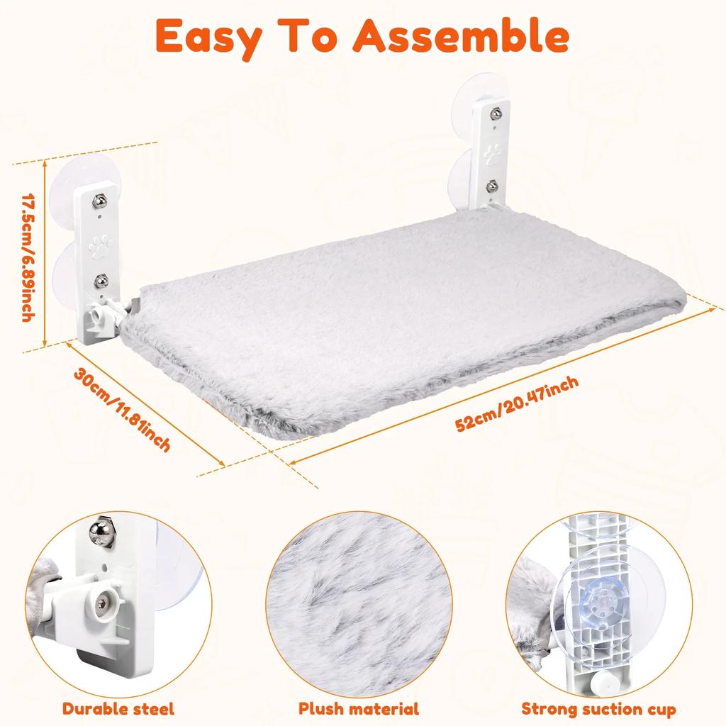 Foldable Cat Hammock Comfortable Aerial Hanging Cat Bed 40lbs Weight Capacity Kitten Window Perch Plush Cat Seat Pet 2025