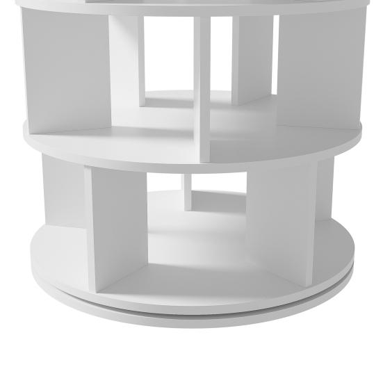 Shoe Rack Rotatable Angle White Finish Round 5 Tiers Stable Base Large Capacity Wooden Shoes Storage Stand Home