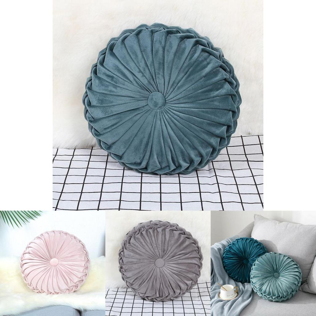 Soft Plush Fabric Round Pumpkin Pillow With Pleated Design For Stylish Home Decor