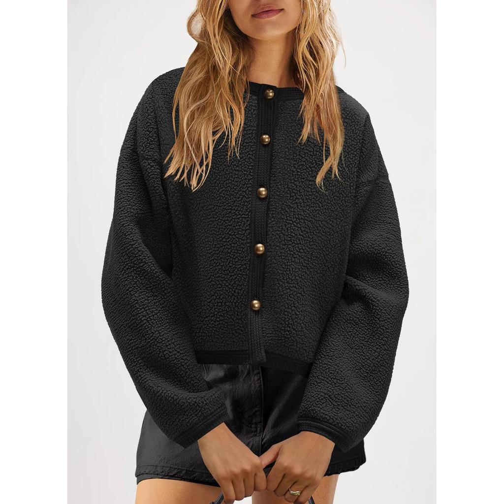 Женская флисовая куртка с пушистым верхом, повседневная, с длинным рукавом, теплая, зимняя, с карманами