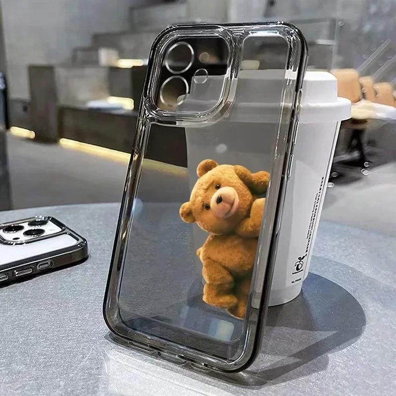 Мультяшный пивной медведь Чехол для телефона для iPhone 17 16 15 11 12 14 13 Pro Max Mini SE 7 8 Plus Смешной Роскошный Прозрачный Мягкий Чехол-Оболочка