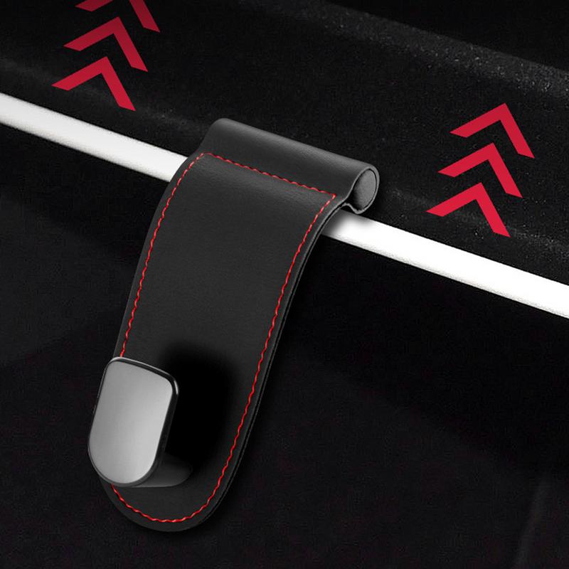 Large Load-Bearing PU Leather Alloy Hook Hanger Car Rear Seat Hanging Double Hook For Interior Storage Car Accessories