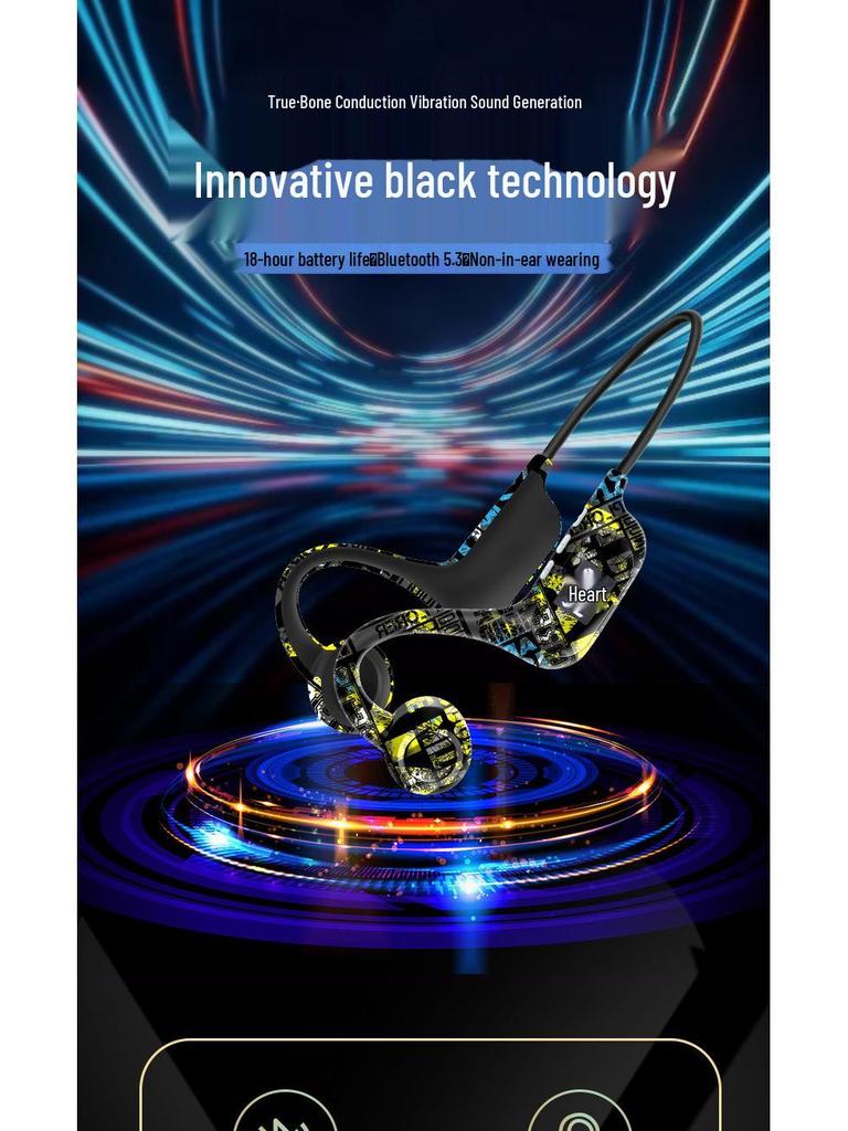 AKZ-G9 Вибрационные Bluetooth-наушники с костной проводимостью, слотом для карты, цифровым дисплеем, дизайном на шею и долгим временем работы от аккумулятора.