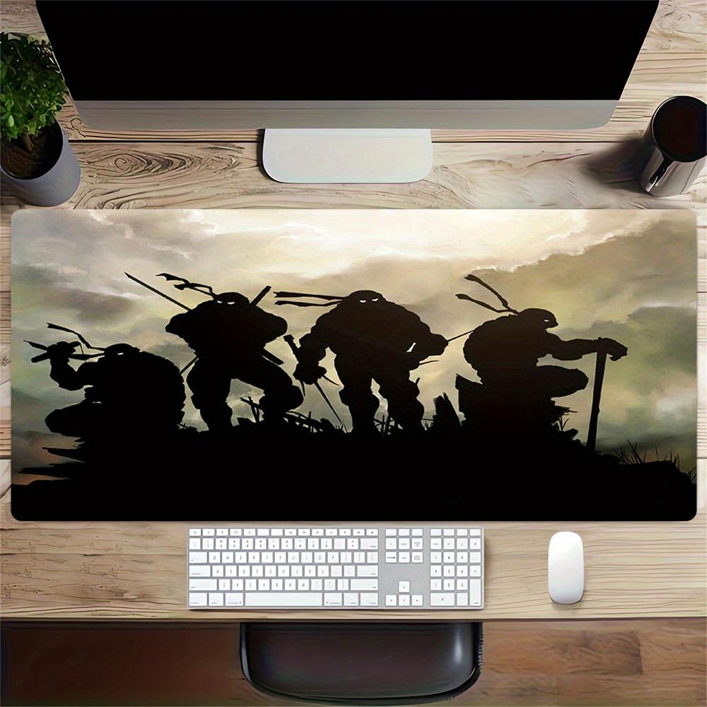1pc Large Gaming Mouse Pad, UV Reactive Non-Slip Desk Mat, Washable PolyesterNinja, Turtles, SilhouetteComputer Pad with Vibrant Game Machin