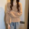 Winter Women's Clothing Knitted Sweater Soft Sticky V-neck Pullover Top Long Sleeve O Neck Loose Mink Fur Pullovers