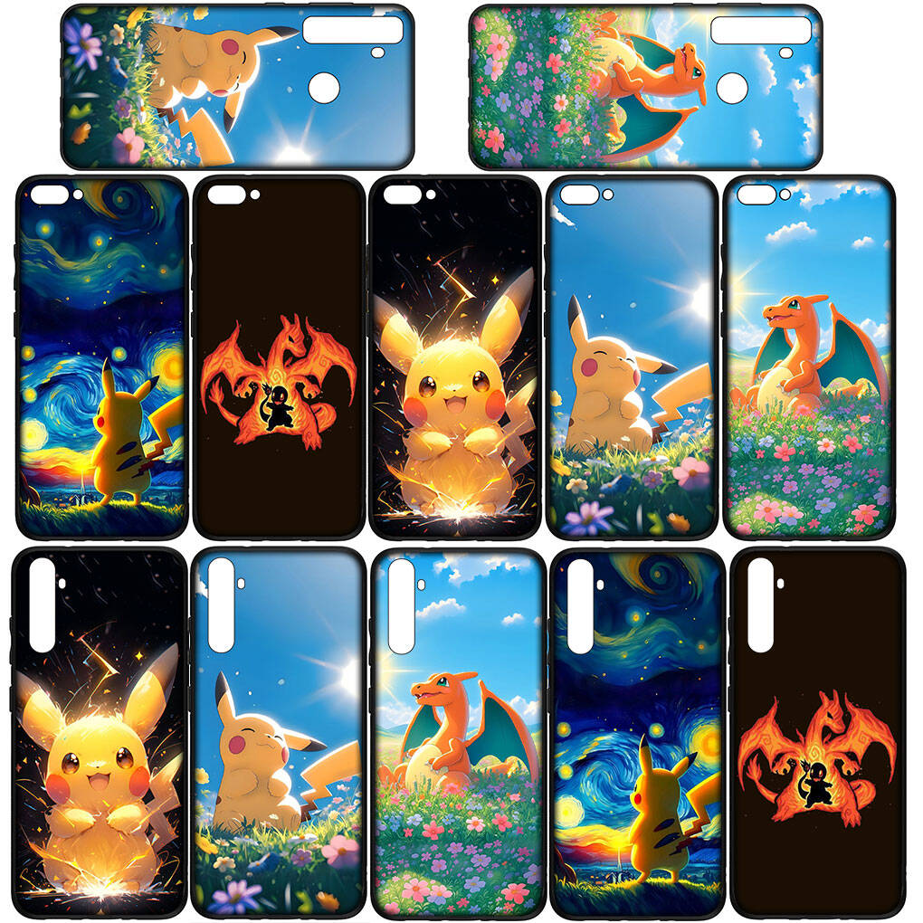 Cover for iPhone 17 16 15 Xiaomi Poco Redmi Note 14 13 12 Pro Max 9 16e Samsung Galaxy S25 S24 S23 OPPO Huawei Charmander Pokemon Pikachu Phone Case