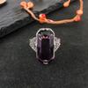 10 *20mm Big Amethyst Gemstone Ring Hollowed -Out 925 Sterling Silver Engagement Rings Exaggerated Silver Hand Jewelry For Women