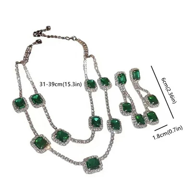 Роскошные серьги-колье для женщин, темно-синие, зеленые серьги, свадебные комплекты ювелирных изделий для невесты