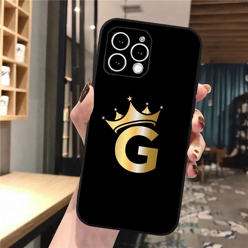 Чехол для телефона с золотой короной и буквами для iphone 15 14 Pro Max 13 12 11 Pro Max XSMax XR 12 13 mini 14 Plus Shell