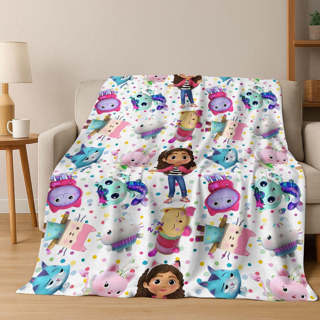 2026 New Cartoon Gabbys Dollhouse Girl Gift Flannel Blanket,Warm and Cozy Soft Throw Blanket for Home Bedroom Bed Sofa Cover Kid