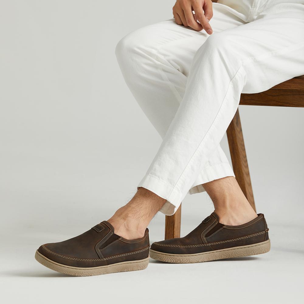Clarks Серия Hodson Верхний слой Коровья кожа Модные Дышащие Удобные Универсальные Повседневная обувь Мужская кроссовка Коричневый 261721587