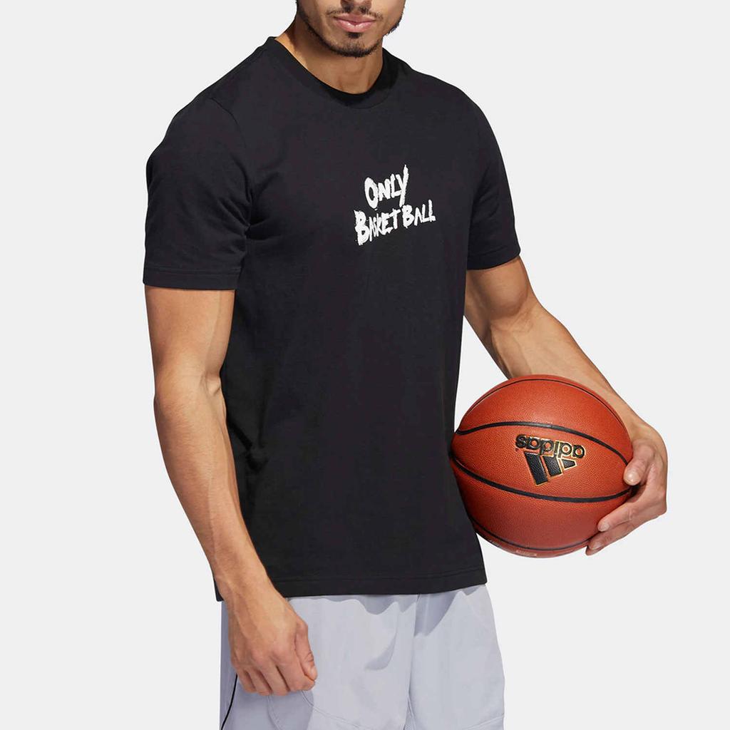 Adidas Футболка с коротким рукавом и графическим принтом, мужские топы, черная HS6614