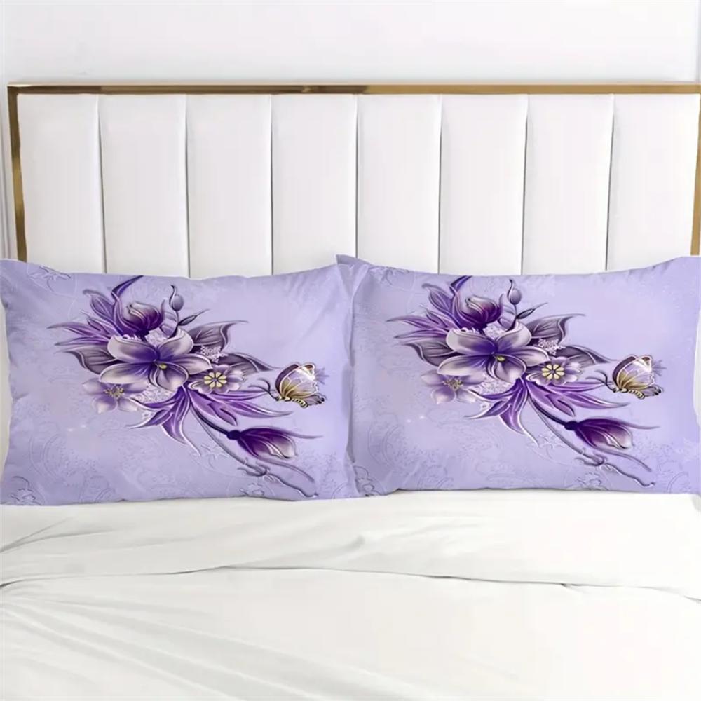 Элегантный комплект простыней на резинке с цветочным узором из лепестков бабочек - 100% полиэстер, мягкий, дышащий, гипоаллергенный и устойчивый к сминанию