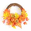 12 Inch Fall Wreath Lifelike Pumpkin Maple Leaves Harvest Wreath Autumn Decoration for Front Door