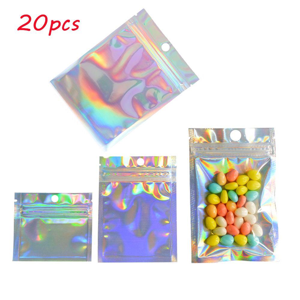 20 Pcs Pack Aluminum Foil Self Seal Storage Reclosable Pouches Zipper Packaging Bag
