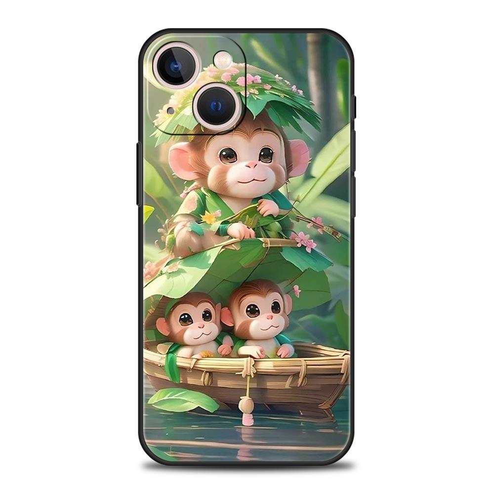Чехол для телефона Обезьяна и Банан для iPhone 17 16 15 14 13 12 11 Pro Max 17 Air Plus Ударопрочный Мягкий ТПУ Корпус Fundas Capa Сумка