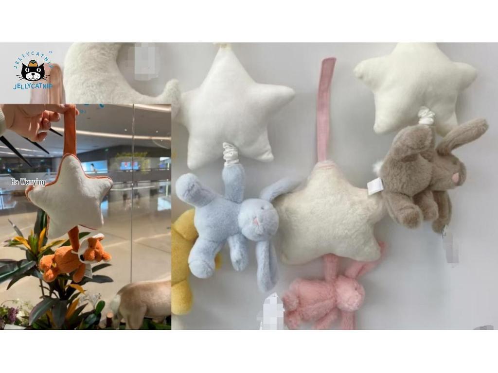Плюшевая музыкальная шкатулка Jellycat в британском стиле: Розовая, Голубая и Коричневая Кукла Кролик и Лиса с Дергалкой