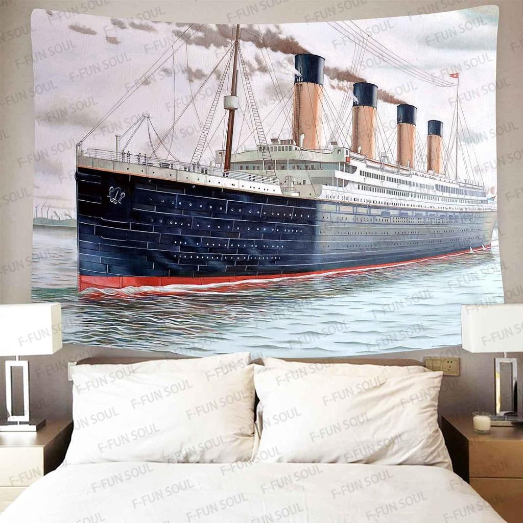 Titanic Ship Wall Tapestry Ocean Liner Art Vintage Cruise Decor Historical Vessel Hanging Nautical Home Decoration