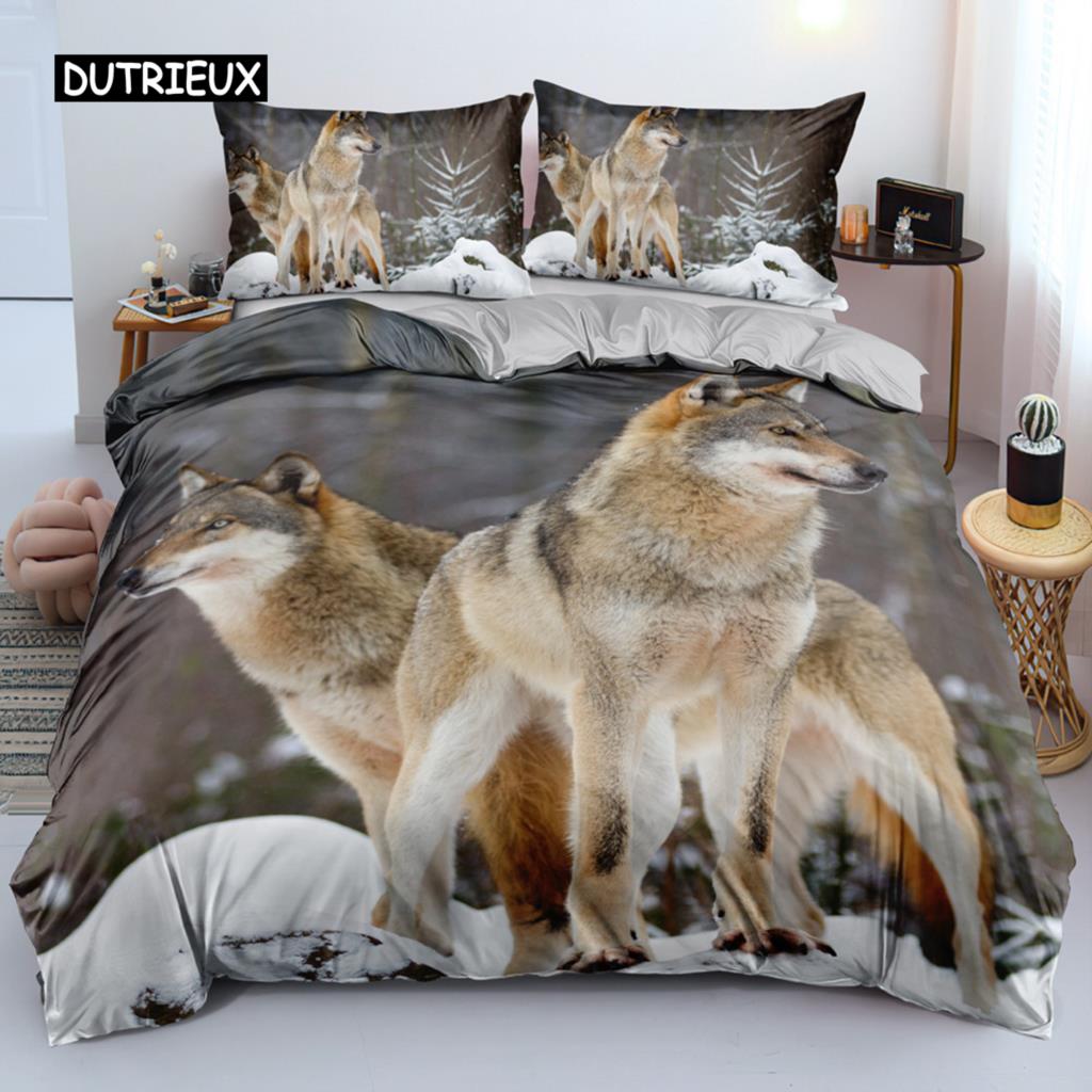 3D Wolf Bedding Collection Black White Dreamcatcher Tribal Nationality Style Duvet Cover For Teens Adults Women Men Bedroom Decoration