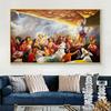 Lifting Mount Govardhan Oil Painting Canvas Print Krishna Wall Mythology Art Retro Poster for Living Room Home Decor Cuadros