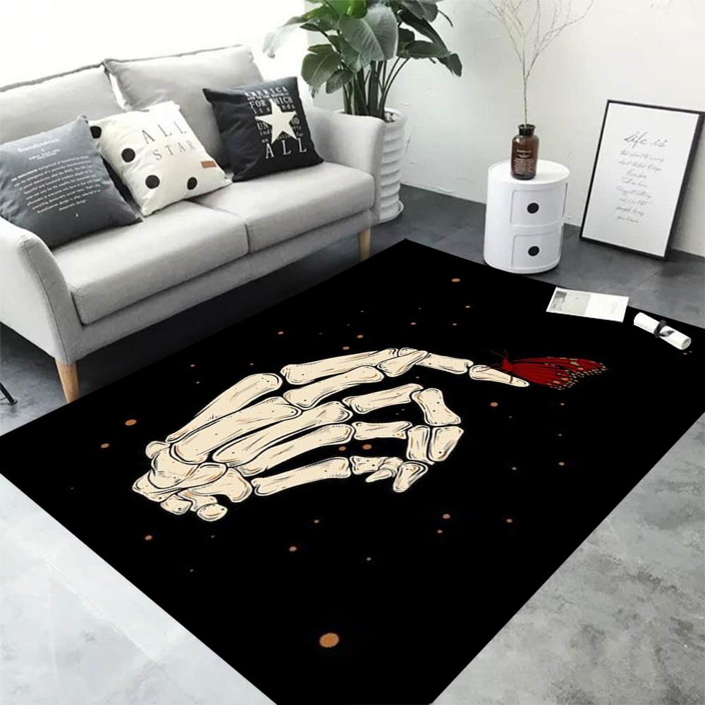 Ковер с принтом скелета, держащего розу, Ковер для гостиной из серии «Темный ужас», Прикроватный коврик для спальни, Коврик для пола в ванной комнате