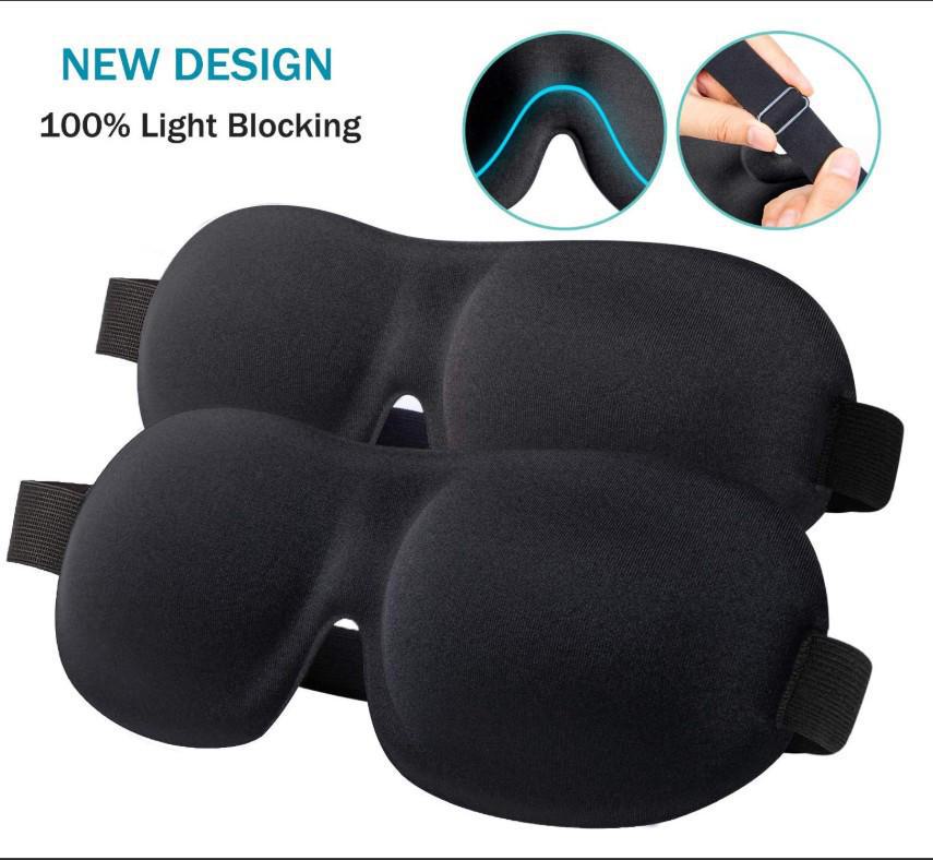 3D Black Stereo Sleep Eye Mask for Travel and Aviation, Nose Bridge-Free