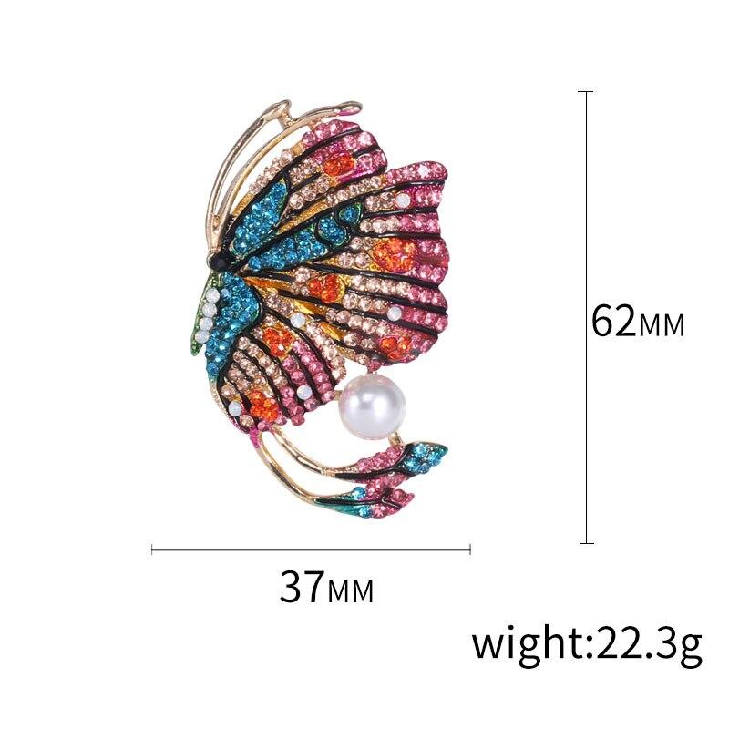 Blucome Retro Beautiful Rhinestone Butterfly Brooches for Women Elegant Insect Pin Enamel Jewelry Coat Accessories High Qaulity