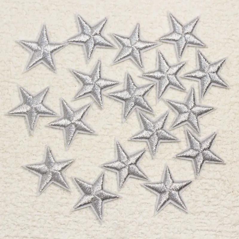 10Pcs Golden Silver Star Embroidered Patch Repairh Stick Clothes Badge Crafts Patches Costume Accessories