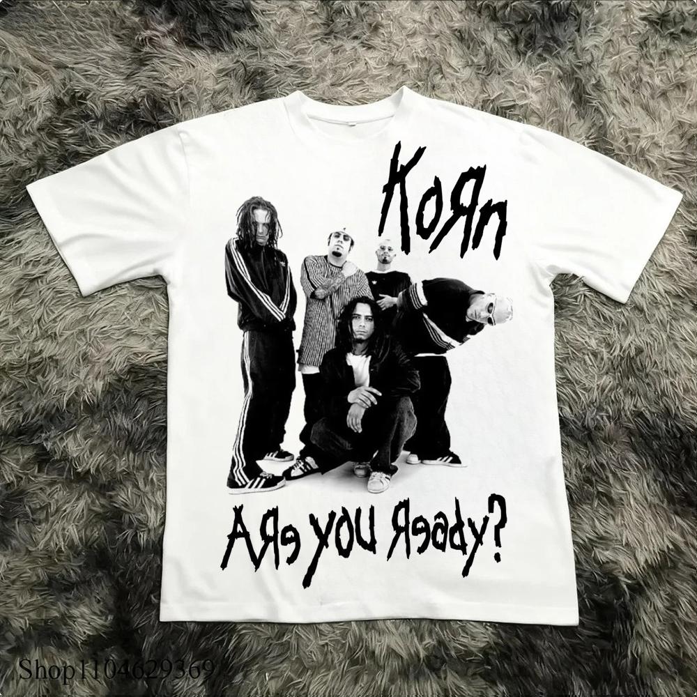 Хлопковая футболка Korn Follow The Leader с принтом, двусторонняя, для метал-группы, мужская и женская, оверсайз, парные футболки