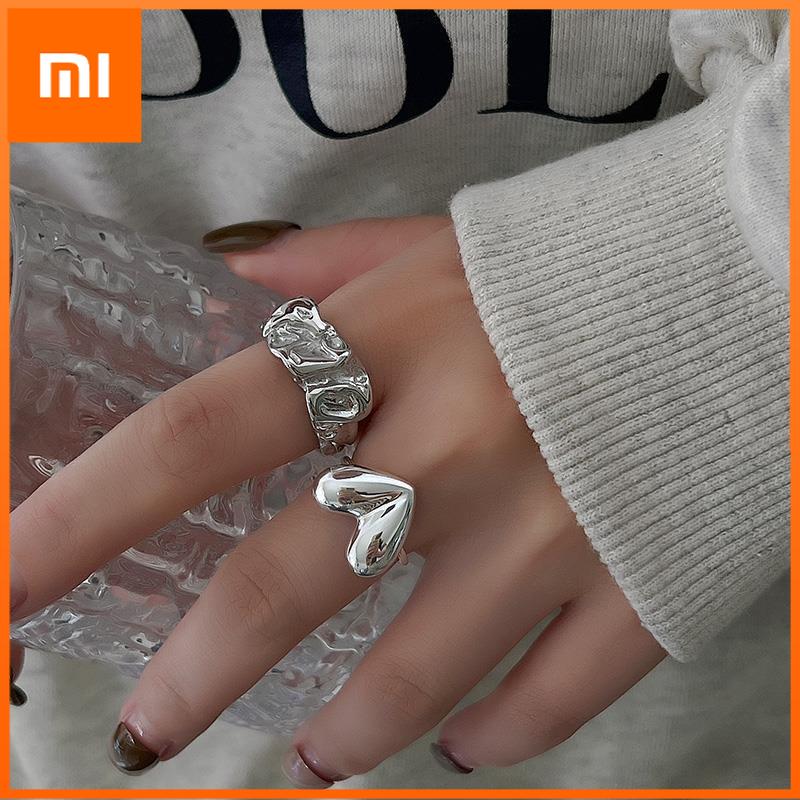 Xiaomi Original 925 Sterling Silver Heart Bump Rings For Women Counple Wedding Engagement Silver Women's Vintage Ring Fine Jewelry