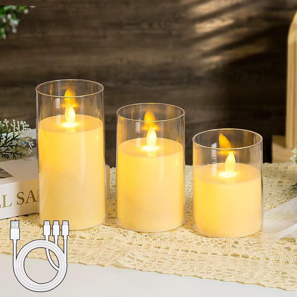 Rechargeable LED Acrylic Simulated Candle with Swinging Flame - Romantic Home Ambiance