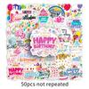 50 Happy Birthday Flash Point Laser Creative Waterproof Decorative Handbook Stickers