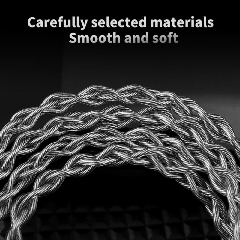 Кабель для наушников 3,5 мм 2Pin высокой плотности 336 жил с посеребрением, со встроенными микрофонами для улучшения передачи звука