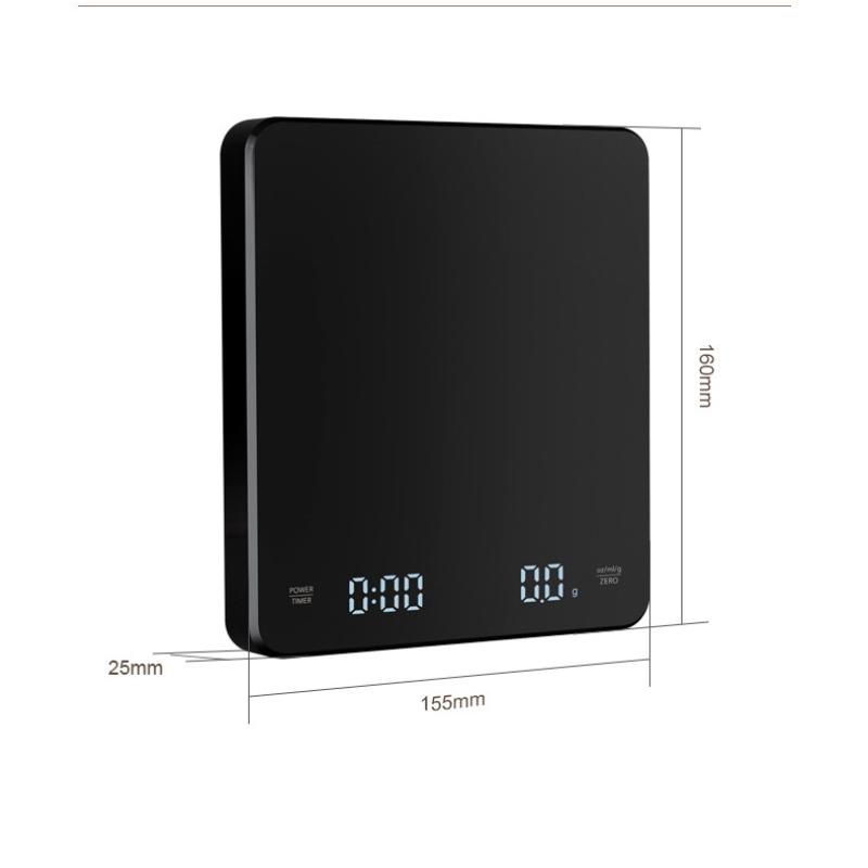 Usb Digital Coffee Scale Rechargeable Led Screen 0.1G High Accuracy Kitchen Espresso Brewing Measuring Timer Scale Home Cafe Use