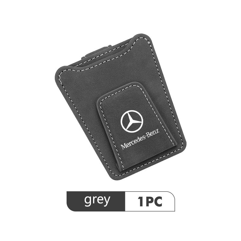 AABHA1 Suede Car Logo Sun Visor Glasses Clip Ticket Card Storage Clamp For Mercedes Benz CLK GLC W212 C200 C300 W203 W204 W205 W169