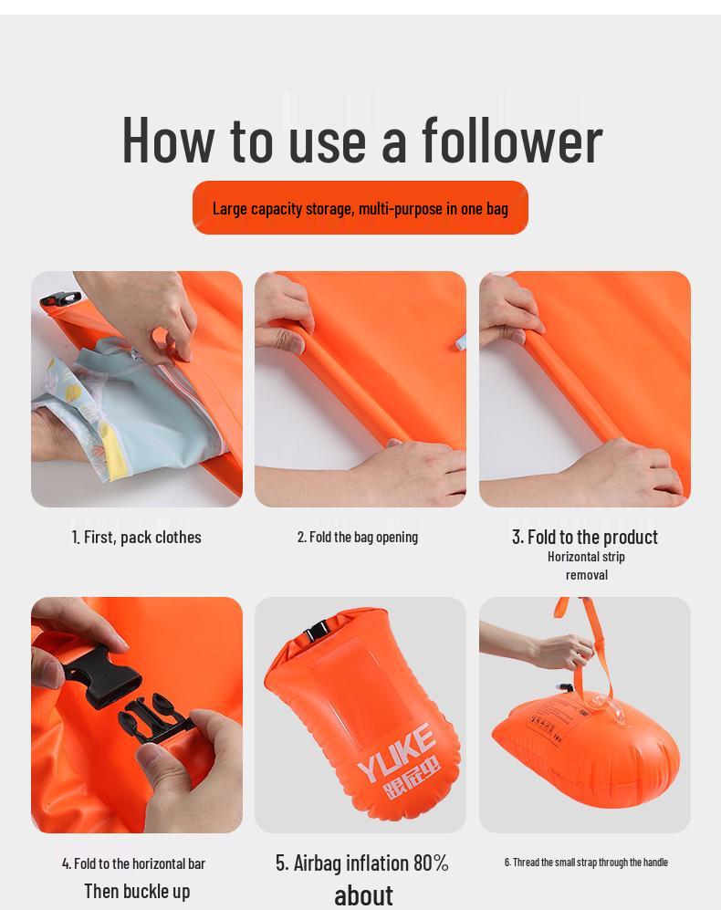 Follow-the-Butt Inflatable Float with Storage Airbags for Swimming and Rafting