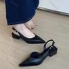 Женские сандалии с острым носком, квадратным каблуком и закрытым носком, женская повседневная карьерная летняя французская элегантная обувь слипоны сандалии для женщин