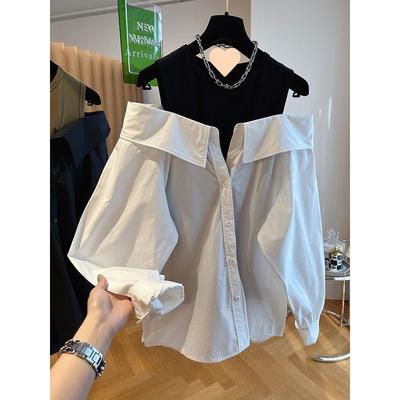 Блузки с открытыми плечами Женская мода Летняя одежда Повседневные топы с длинными рукавами Блузки