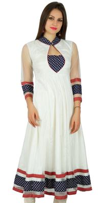 Женское классическое сетчатое платье Anarkali Kurta Kurti длинное макси формальное вечернее платье индийское