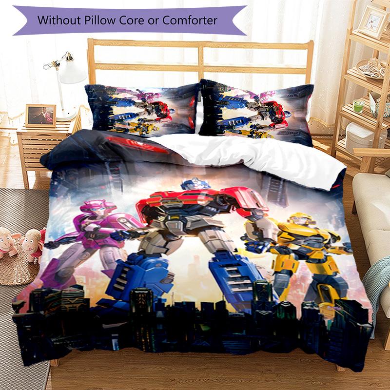 3pcs Bumblebee and Optimus Prime1 pattern bedding set duvet cover set includes duvet cover &pillowcases, perfect all season bedroom decoration & gift