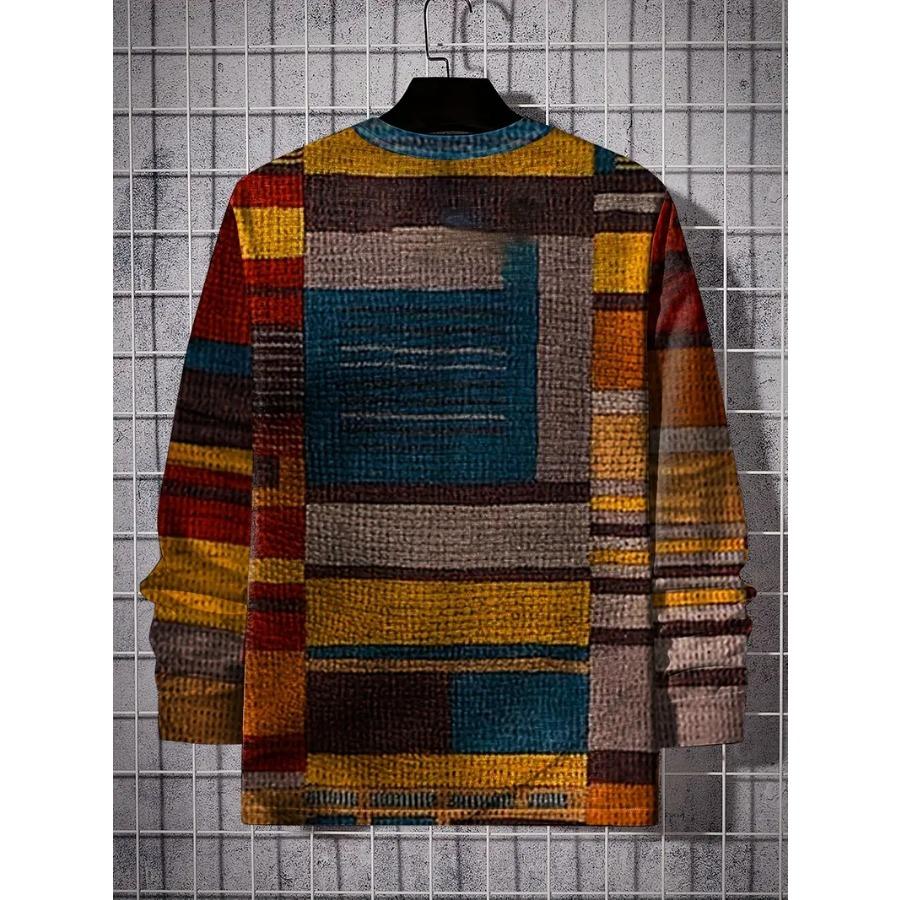 Mens Vibrant Color Block Long Sleeve Comfort Fit T-Shirt - Soft, Breathable, Casual Wear for Summer - Mens Clothing for Relaxed Style