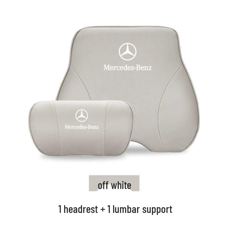 Mercedes-Benz Genuine Leather Car Headrest & Back Cushion - Universal Pillow for E300L, C260, GLC (All Seasons)