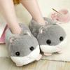Fashion Melancholic Hamster Slippers Women Girls Winter Slip On Fluffy Shoes 2024 New Cartoon Animals Piggy Panda Unicorn Fur Slides