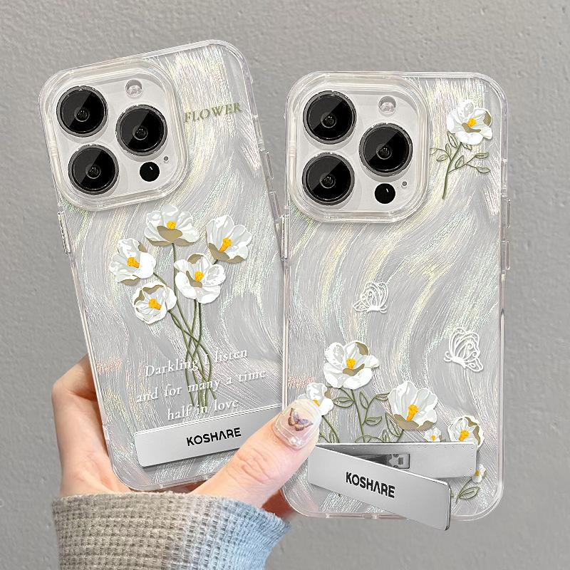 Подходит для чехла для мобильного телефона Apple 15pm Iphone13pro Белый букет Подставка 14 Перьевая пряжа IMD Жесткий чехол 12