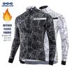 KEMALOCE Winter Cycling Jackets Men Fleece Long Sleeves Black&White Thermal Fabric