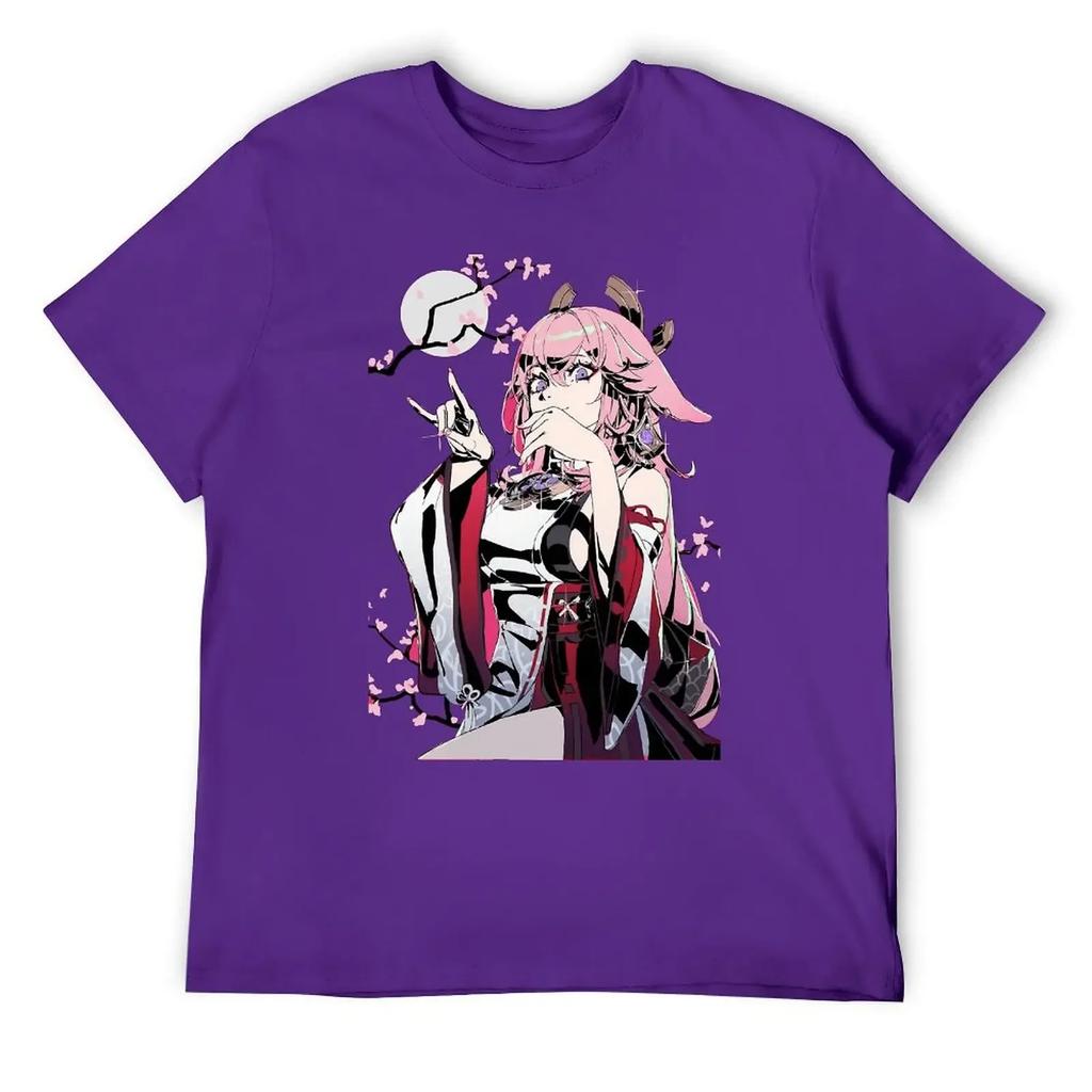 Yae Miko Фотографический принт на продажу Футболки Графический Крутая футболка Круглый вырез Движение Юмор Графический дом Размер США