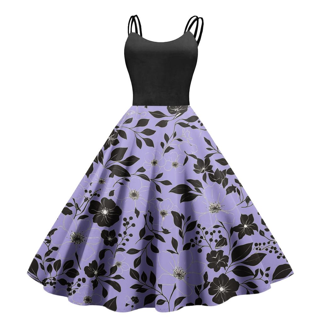 Women's Casual Fashion Print Sexy Off Shoulder Punk Retro Dress Retro Dress Dress